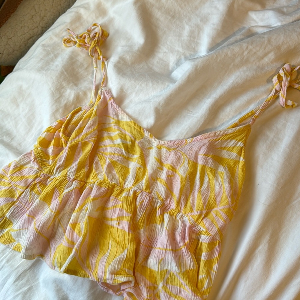 Billabong Pink and Yellow Floral and Flowy Top